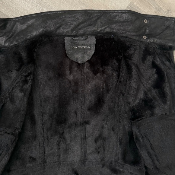 VIA SPIGA Women’s Black Faux Leather and Faux Fur Jacket/Coat Size L - Picture 14 of 14